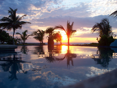 Tropical sunset off the Cozumel shore