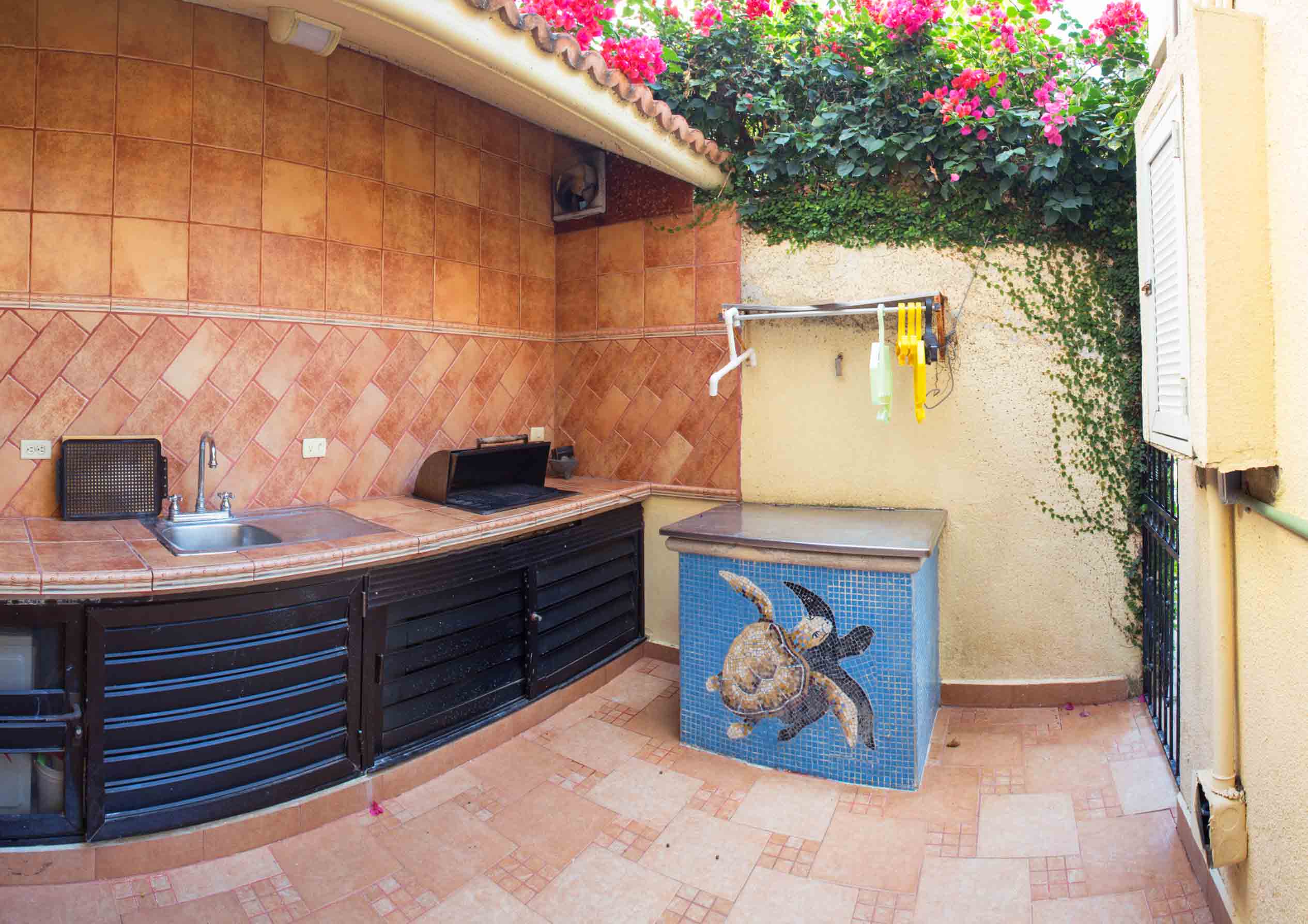 Open grill in back yard